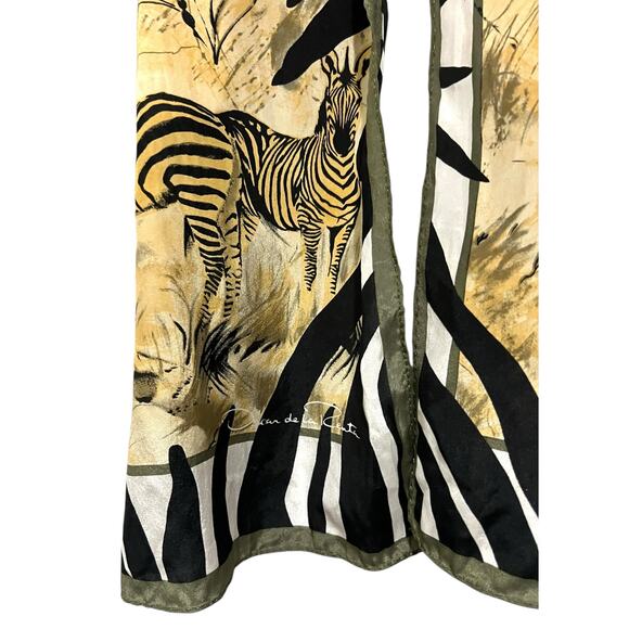 Oscar de la Renta Safari Silk Scarf Animal Print Earth Tones 52” X 11” - Picture 5 of 5